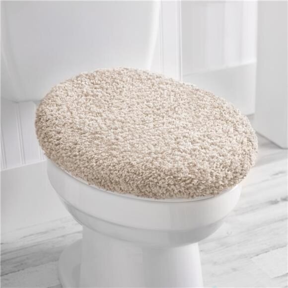Basic Polyester Toilet Lid Cover, Tan, 19" x 22" - Picture 7 of 7